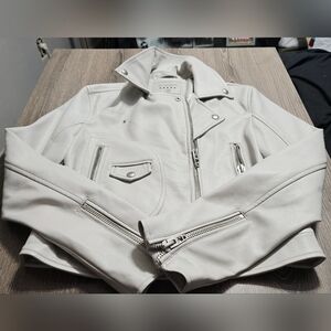 Womens [BLANKNYC] semi fitted cream zip up motorcycle style jacket size XS